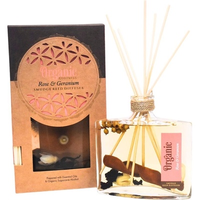 Organic tyčinkový difuzér Rose & Geranium 150 ml