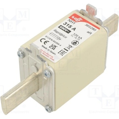 DF ELECTRIC 365280 Pojistka: tavná; 315A; 690VAC; 550VDC; aR; keramická; NH1