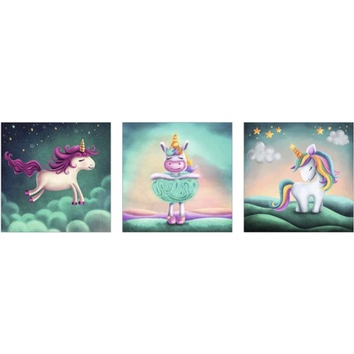 Obraz na plátne Unicorn Sleep 25x25 cm sada 3 ks