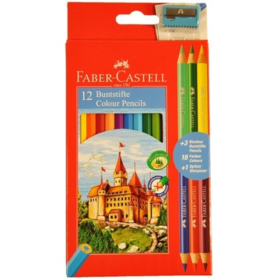 Цветни моливи Фабер Кастел 12 плюс 6 цв. плюс острилка 120412