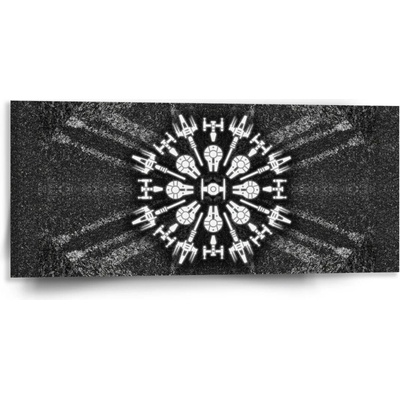 Sablio Obraz Star Wars Vesmírne lode na šedom abstrakte - 110x50 cm