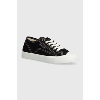 Tommy Jeans tenisky TJW FOXING SNEAKER CANVAS dámske čierna