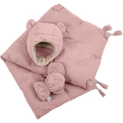 7AM Enfant komplet AIRY PINK čiapka rukavice deka