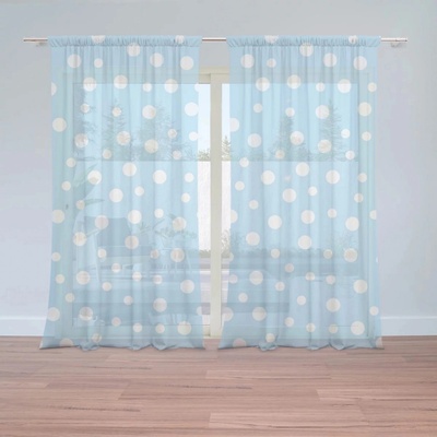 Záclony Bílé puntíky na modré: 2 ks - 150x250 cm - Sablio
