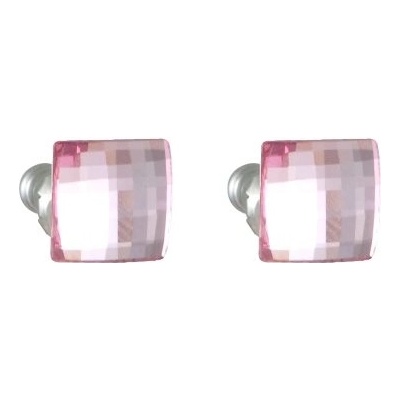 JSB růžové se Swarovski Elements diskočtverec 5750 light rose