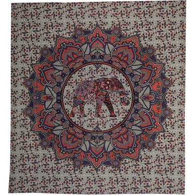 BOB Batik přehoz na postel indický Elephant růžovo fialový bavlna King size 235 x 210 cm