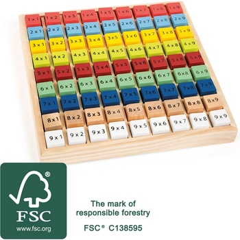 Таблица за умножение - дървена, цветна