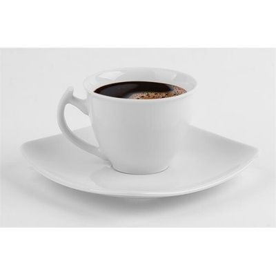 Kávová a čajová súprava, porcelán, hranatá, 25 cl, 6 ks, ROTBERG, Quadrate, biela
