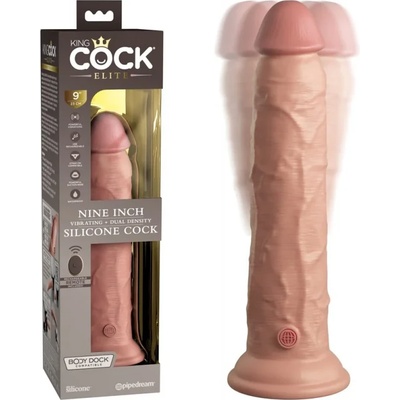 Пенис вибратор от силикон, двойна плътност, 24, 8см. - King Cock Elite Light (PIPE577921)