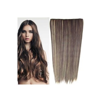 Clip in vlasy 60 cm dlouhý pás vlasů f22/4 tmavý melír