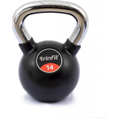 TRINFIT Kettlebell kov / guma s chrom madlem PREMIUM 14 kg