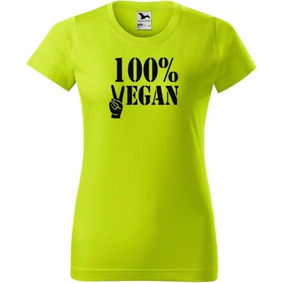 DOBRÝ TRIKO Dámské tričko 100% VEGAN černý potisk Limetková