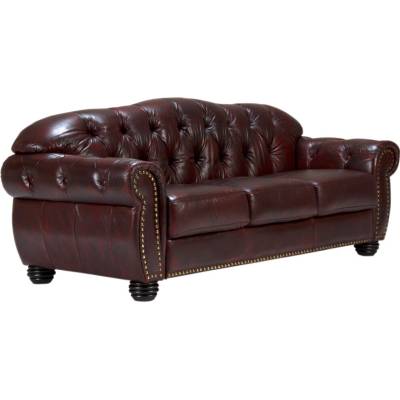 SOB Nábytek Chesterfield III červená pravá kůže F0A00000858W