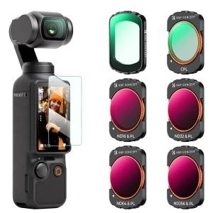 K&f concept magnetic filter set, compatible with DJI OSMO Pocket 4/3, pack of 6 UV, CPL, ND16/PL, ND32/PL, ND64/PL, ND256/PL filters, Osmo Pocket 4/3 accessories (aluminum frame) - SKU. 2149