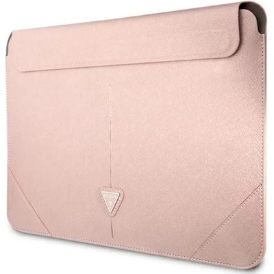 Guess Saffiano Triangle Metal Logo pouzdro na počítač 16" růžový 4825