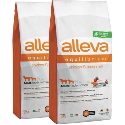 Alleva SP EQUILIBRIUM кучешка пиле и океанска риба възрастен 2 x 12 кг