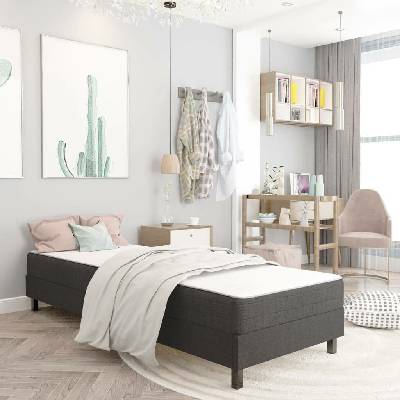 vidaXL 3054706 Postel boxspring tmavě šedá textil