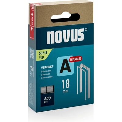 Novus | Spony A typ 53 pro ruční, elektrické a pneumatické sponkovačky Délky: 18 mm, Velikost balení: 800 ks