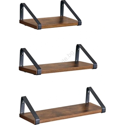 Комплект от 3 стенни рафта shelfy в кафяво/черно (ez0257)