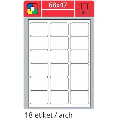 Coveris EPSW068047A4 samolepicí etikety 68×47 mm, 1800 etiket, 100 listů bílá