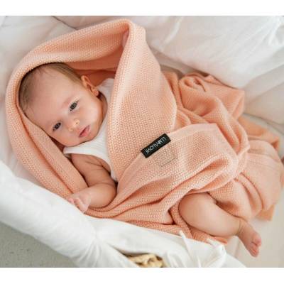 Lullalove Lehká dečka z vlny Merino Premium Lososová