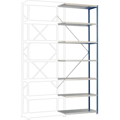 Manuflex RP1718.0001 Zásuvný policový diel Planoflex so 7 policami, (š x v x h) 97 x 2.5 x 40 cm, ocel, kovová podlaha,