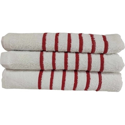Top textil Osuška Pruhy červené 75 x 140 cm bílá