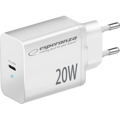 Esperanza EZC104K Бързо захранващо зарядно устройство 20W USB-C PD White EZC104W (EZC104W)