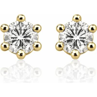 Šperky Eshop Žluté 14K zlaté náušnice s čirým zirkonem v objímce S3GG294.74
