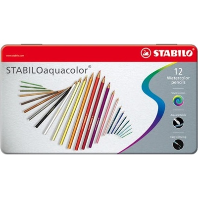 Pastelky STABILO aquacolor, sada 12 ks v kovovém pouzdru