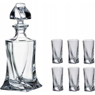 Bohemia Crystalite Shot set Quadro obsahuje 1 karafu s objemem 0,5 l a 6 sklenic s objemem 50 ml