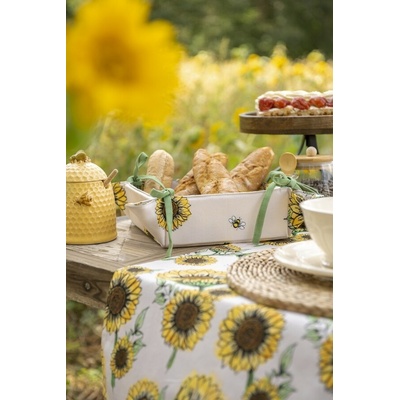 Béžový bavlnený košík na pečivo so slnečnicami Sunny Sunflowers - 35*35*8 cm - Clayre & Eef