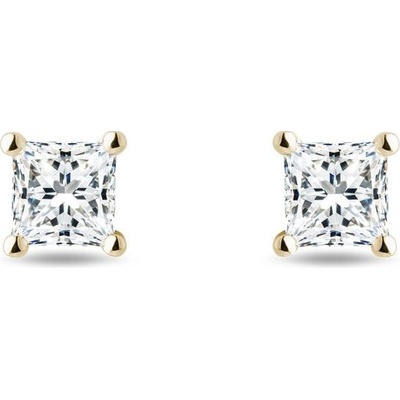 Klenota zlaté náušnice s princess diamantmi k0366013