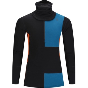 Aclima Мъжки вълнен пуловер Aclima Warmwool Hood Sweater Net Merino jumper - Jet Black / Corsair / Gold Flame (005-2745-0613)