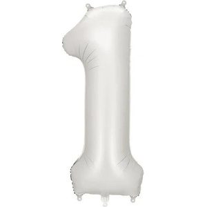Party Deco Матиран Фолиев Балон Цифри Сребро 86 см - 1 (fb1s-1-018)