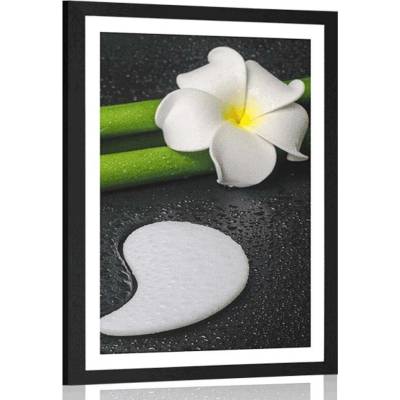 Plakát s paspartou Spa zátiší se symbolem Jin a Jang - 40x60 white