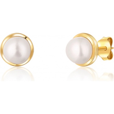 JwL Luxury Pearls pozlátené náušnice s riečnou perlou JL0735