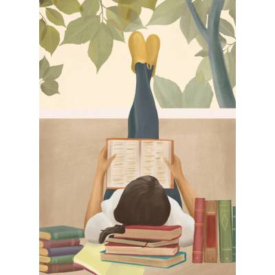 Plagát, Obraz - Cozy Reading By Window, Flow Line, 30 × 40 cm