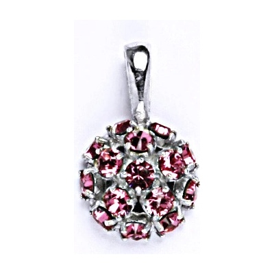 Čištín Přívěšek ze stříbra s krystalem Swarovski rose, půlkoule s pevným úchytem P 1337