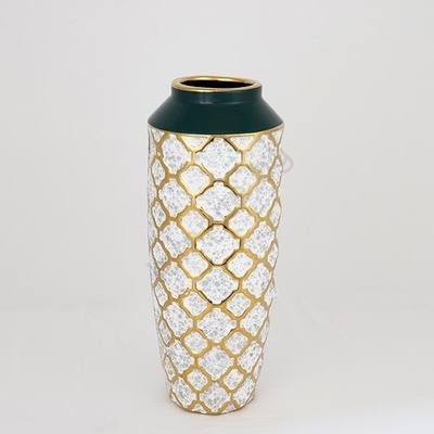 Eurolamp Керамична ваза 31x12, 5 см бял/златист/зелен (EU0503)