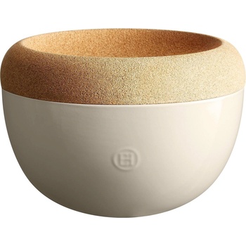 Emile henry (Франция) Керамична купа (фруктиера) с корков капак emile henry deep storage bowl - Ø27 см - цвят екрю (eh 8764-02)