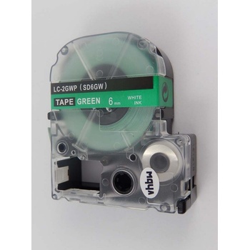 Compatible Epson LK-SD6GW, 6mm x 9m, бял печат / зелен фон, съвместима лента (LKSD6GW)