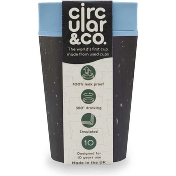 Circular & Co. recyklovaný kelímek na kávu 227 ml černá tyrkysová
