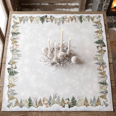 Raebel Vianočný obrus 6361 so snehuliakmi Polyester 85x85 cm