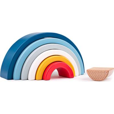 Bigjigs Toys Baby Drevené skladacie Rainbow Blue