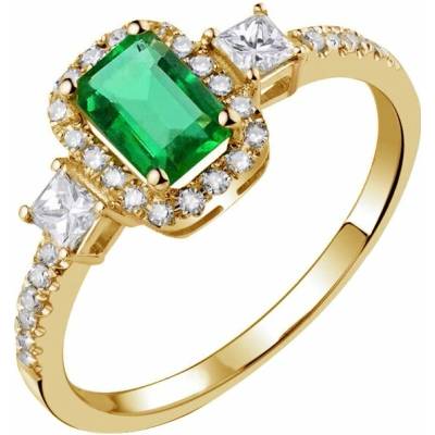 Eppi Zlatý prsteň s emerald smaragdom a diamantmi Xely R34159