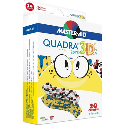 QUADRA 3D Chlapci Dětská barev. náplast 2vel. 20 ks