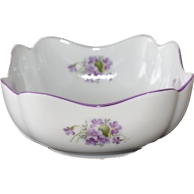 Český porcelán Mísa salátová čtyřhranná vysoká fialky 21 cm
