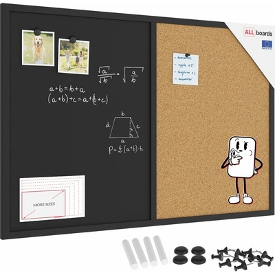 ALLboards Tabule COMBI - korek a magnetická černá tabule 90 x 60 cmTMK96_0001