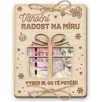 Dřevěná obálka na peníze - Vánoční radost na míru